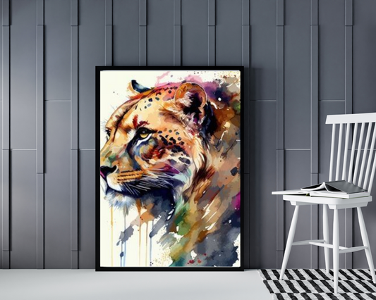 Watercolor boho tiger wall art print