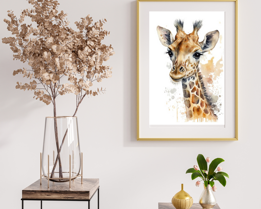 Watercolor giraffe wall art print