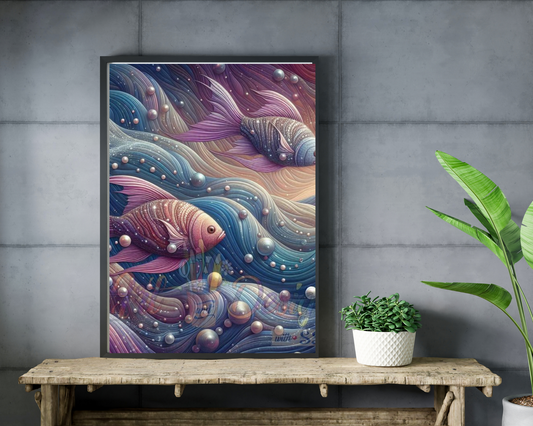 colorful Watercolor koi fish wall art print